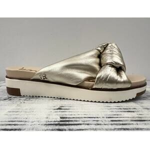 Sam Edelman Women’s Sz 5 Agatha Puffy Knot Slip On Sandals, Gold Slide